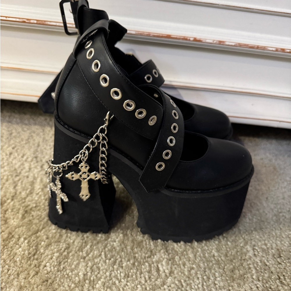 Dolls Kill Black Platform Buckle Shoes - Picture 2 of 4